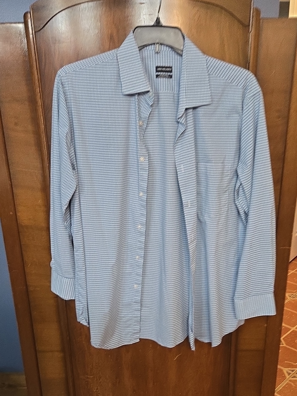 Van Heusen Light Blue Micro-Check Men's Dress Shirt
